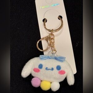 BAG CHARM White & Blue Cinnamoroll Plushie PYW Pompom Keychain